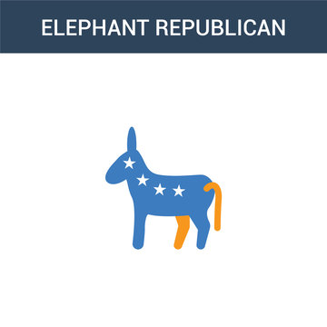 two colored Elephant republican concept vector icon. 2 color Elephant republican vector illustration. isolated blue and orange eps icon on white background.