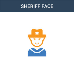 two colored Sheriff face concept vector icon. 2 color Sheriff face vector illustration. isolated blue and orange eps icon on white background.