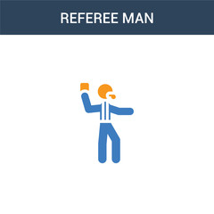 two colored Referee man concept vector icon. 2 color Referee man vector illustration. isolated blue and orange eps icon on white background.