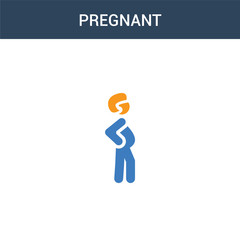 two colored pregnant concept vector icon. 2 color pregnant vector illustration. isolated blue and orange eps icon on white background.