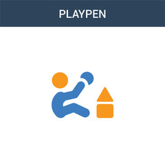 two colored Playpen concept vector icon. 2 color Playpen vector illustration. isolated blue and orange eps icon on white background.