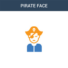 two colored Pirate face concept vector icon. 2 color Pirate face vector illustration. isolated blue and orange eps icon on white background.