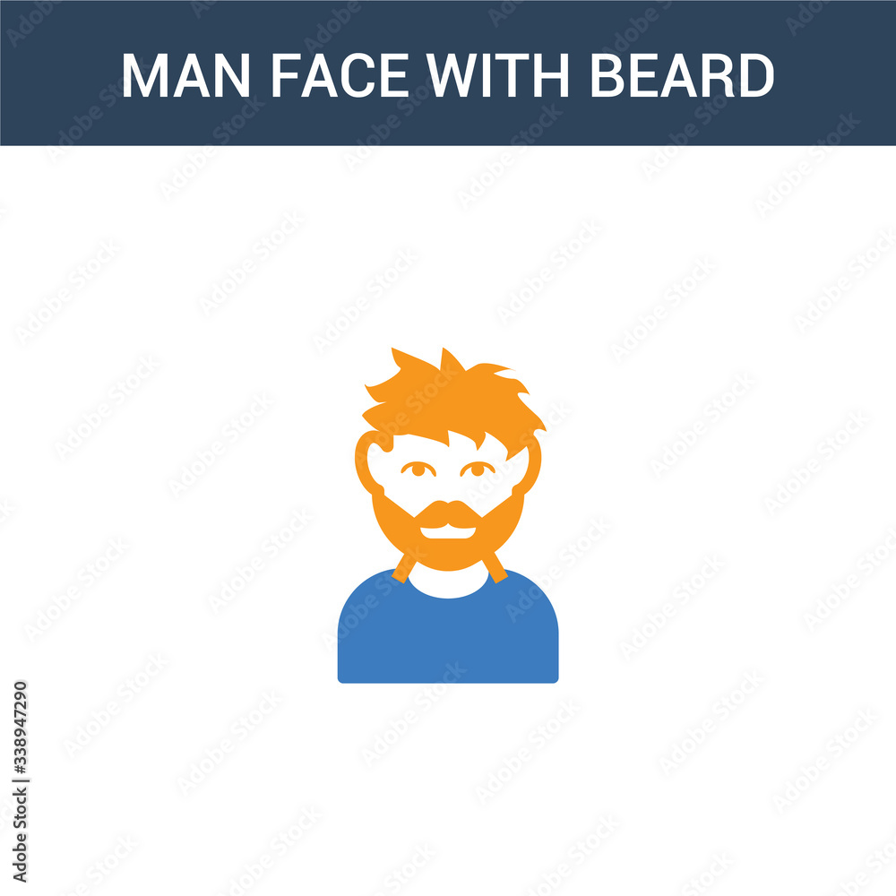 Poster two colored man face with beard concept vector icon. 2 color man face with beard vector illustration