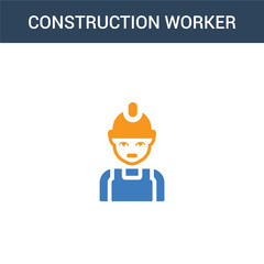 two colored Construction worker concept vector icon. 2 color Construction worker vector illustration. isolated blue and orange eps icon on white background.