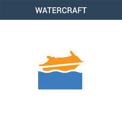 two colored watercraft concept vector icon. 2 color watercraft vector illustration. isolated blue and orange eps icon on white background.