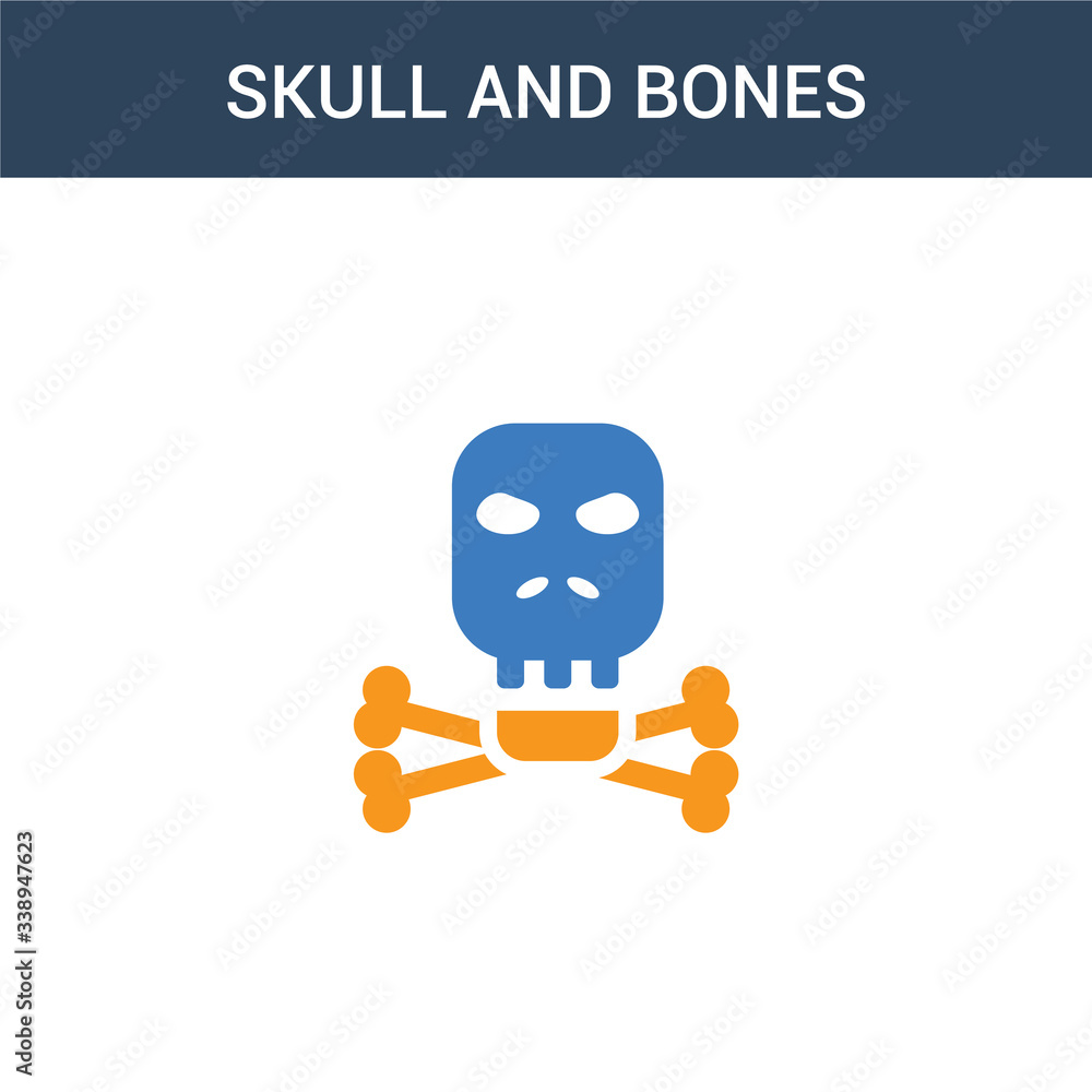Poster two colored skull and bones concept vector icon. 2 color skull and bones vector illustration. isolat