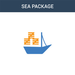 Fototapeta premium two colored sea Package concept vector icon. 2 color sea Package vector illustration. isolated blue and orange eps icon on white background.