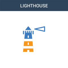 two colored Lighthouse concept vector icon. 2 color Lighthouse vector illustration. isolated blue and orange eps icon on white background.