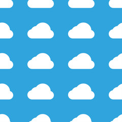 Fototapeta premium Cloud seamless pattern on blue background. Vector illustration.