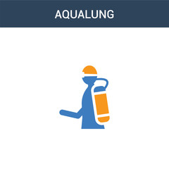 two colored Aqualung concept vector icon. 2 color Aqualung vector illustration. isolated blue and orange eps icon on white background.