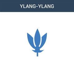 two colored Ylang-ylang concept vector icon. 2 color Ylang-ylang vector illustration. isolated blue and orange eps icon on white background.