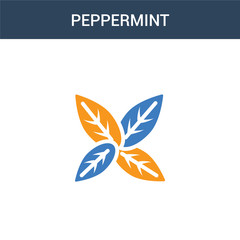 two colored Peppermint concept vector icon. 2 color Peppermint vector illustration. isolated blue and orange eps icon on white background.