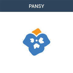 two colored Pansy concept vector icon. 2 color Pansy vector illustration. isolated blue and orange eps icon on white background.