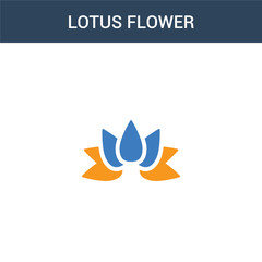 two colored Lotus flower concept vector icon. 2 color Lotus flower vector illustration. isolated blue and orange eps icon on white background.