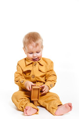 Fototapeta premium Portrait of little boy isolated on white background