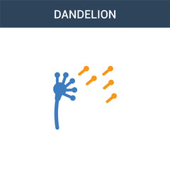 two colored Dandelion concept vector icon. 2 color Dandelion vector illustration. isolated blue and orange eps icon on white background.