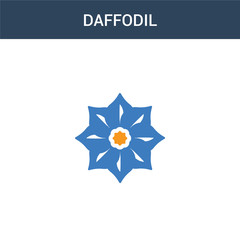 two colored Daffodil concept vector icon. 2 color Daffodil vector illustration. isolated blue and orange eps icon on white background.