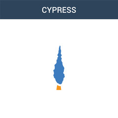 two colored Cypress concept vector icon. 2 color Cypress vector illustration. isolated blue and orange eps icon on white background.