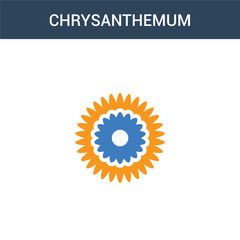 two colored Chrysanthemum concept vector icon. 2 color Chrysanthemum vector illustration. isolated blue and orange eps icon on white background.