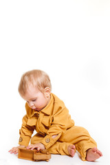 Naklejka premium Portrait of little boy isolated on white background