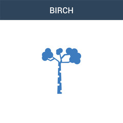 two colored Birch concept vector icon. 2 color Birch vector illustration. isolated blue and orange eps icon on white background.
