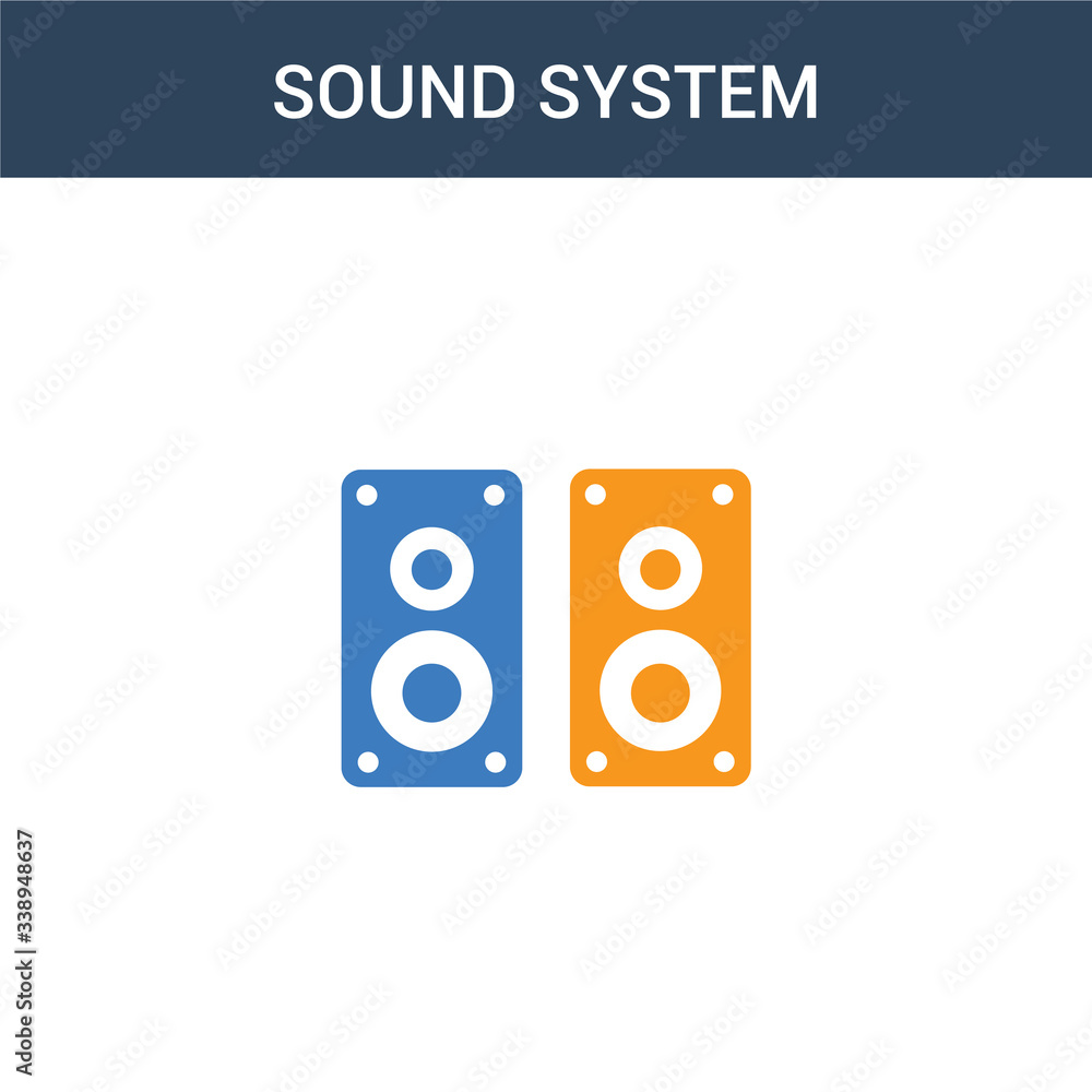 Poster two colored sound system concept vector icon. 2 color sound system vector illustration. isolated blu