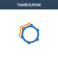 Fototapeta premium two colored Tambourine concept vector icon. 2 color Tambourine vector illustration. isolated blue and orange eps icon on white background.