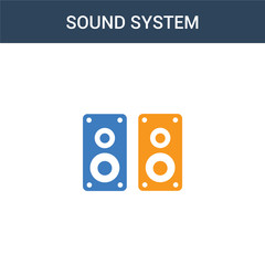 two colored Sound system concept vector icon. 2 color Sound system vector illustration. isolated blue and orange eps icon on white background.