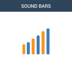 two colored Sound bars concept vector icon. 2 color Sound bars vector illustration. isolated blue and orange eps icon on white background.
