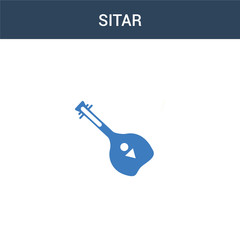 two colored Sitar concept vector icon. 2 color Sitar vector illustration. isolated blue and orange eps icon on white background.