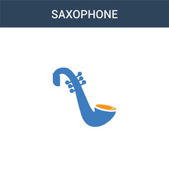 two colored Saxophone concept vector icon. 2 color Saxophone vector illustration. isolated blue and orange eps icon on white background.