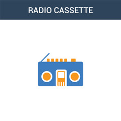 two colored Radio cassette concept vector icon. 2 color Radio cassette vector illustration. isolated blue and orange eps icon on white background.