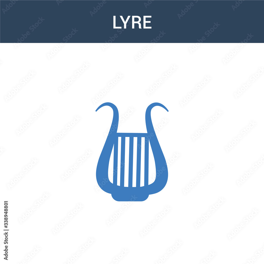 Poster two colored lyre concept vector icon. 2 color lyre vector illustration. isolated blue and orange eps