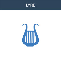 two colored Lyre concept vector icon. 2 color Lyre vector illustration. isolated blue and orange eps icon on white background.