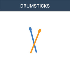 two colored Drumsticks concept vector icon. 2 color Drumsticks vector illustration. isolated blue and orange eps icon on white background.
