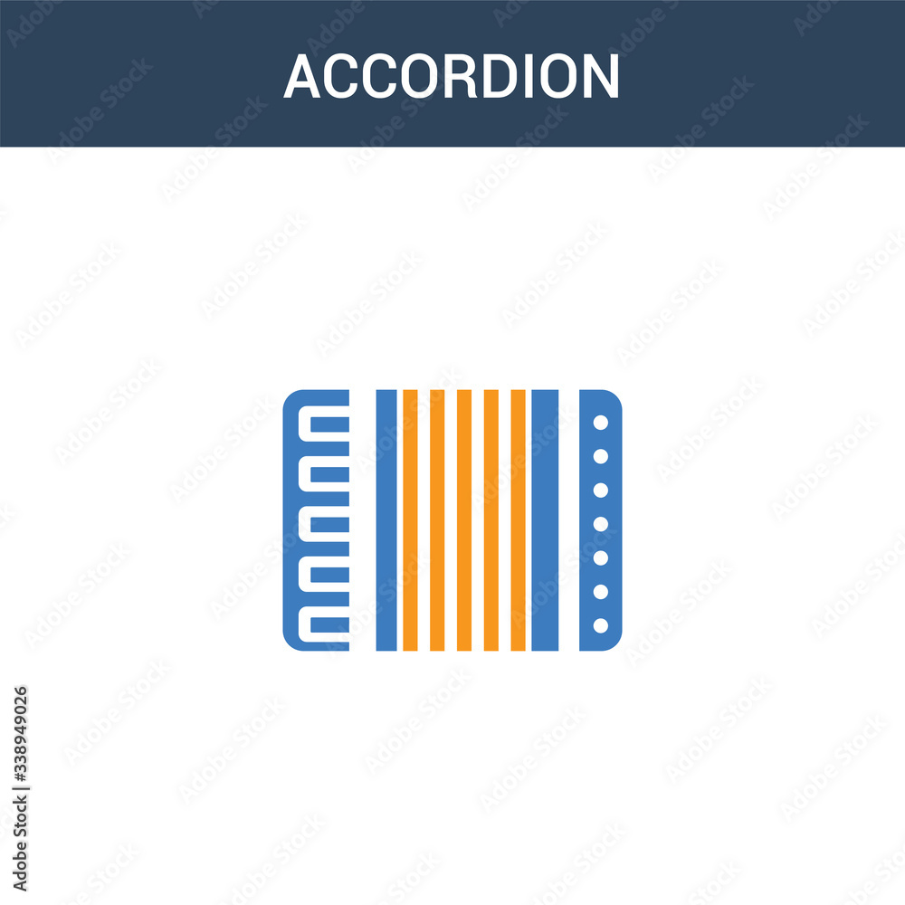 Poster two colored accordion concept vector icon. 2 color accordion vector illustration. isolated blue and 