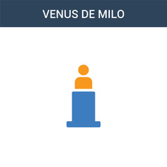 two colored Venus de milo concept vector icon. 2 color Venus de milo vector illustration. isolated blue and orange eps icon on white background.