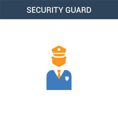 two colored Security guard concept vector icon. 2 color Security guard vector illustration. isolated blue and orange eps icon on white background.