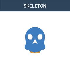 two colored Skeleton concept vector icon. 2 color Skeleton vector illustration. isolated blue and orange eps icon on white background.