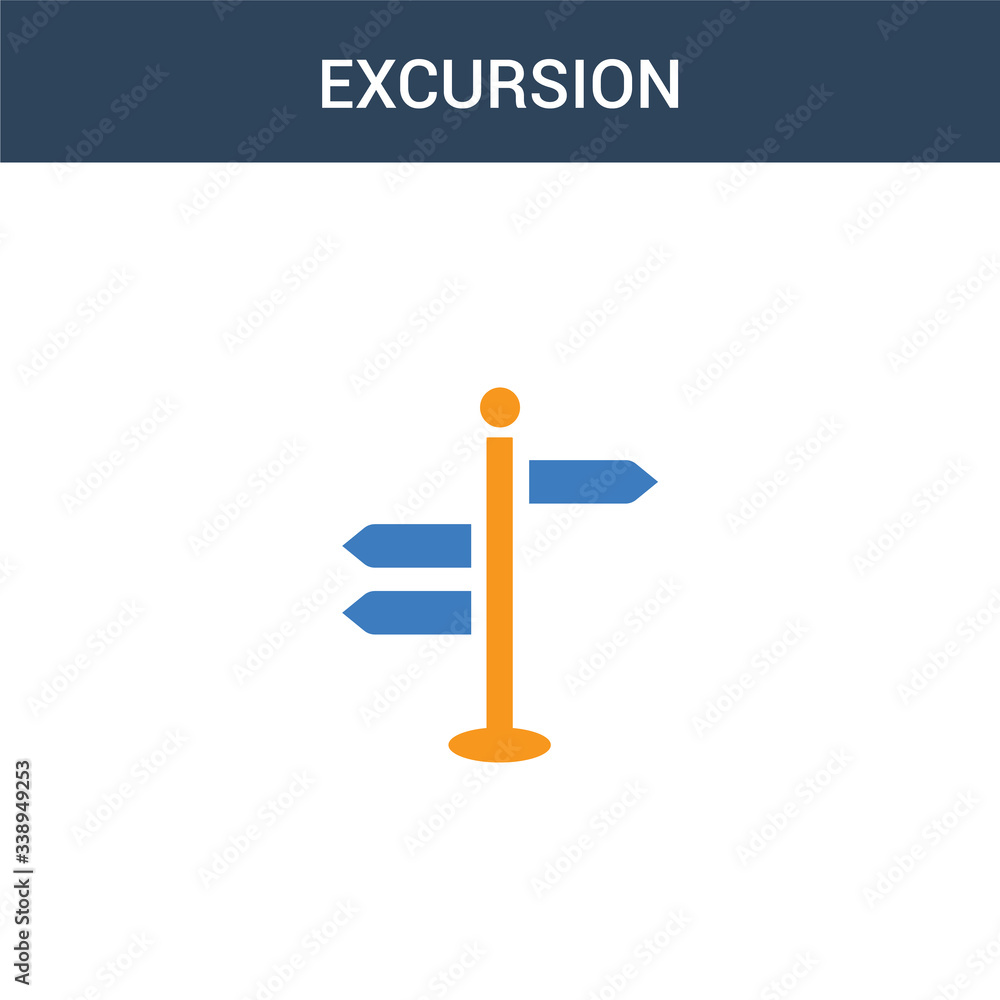 Poster two colored excursion concept vector icon. 2 color excursion vector illustration. isolated blue and 