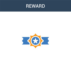 two colored Reward concept vector icon. 2 color Reward vector illustration. isolated blue and orange eps icon on white background.