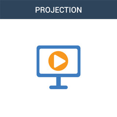 two colored Projection concept vector icon. 2 color Projection vector illustration. isolated blue and orange eps icon on white background.