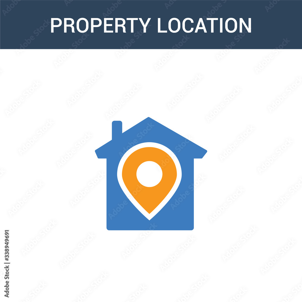 Poster two colored property location concept vector icon. 2 color property location vector illustration. is