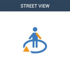 two colored Street view concept vector icon. 2 color Street view vector illustration. isolated blue and orange eps icon on white background.