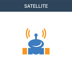 Fototapeta premium two colored Satellite concept vector icon. 2 color Satellite vector illustration. isolated blue and orange eps icon on white background.