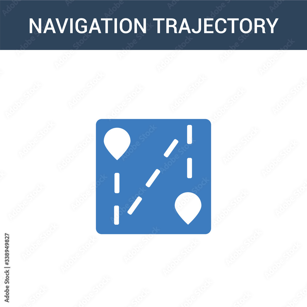 Poster two colored navigation trajectory concept vector icon. 2 color navigation trajectory vector illustra