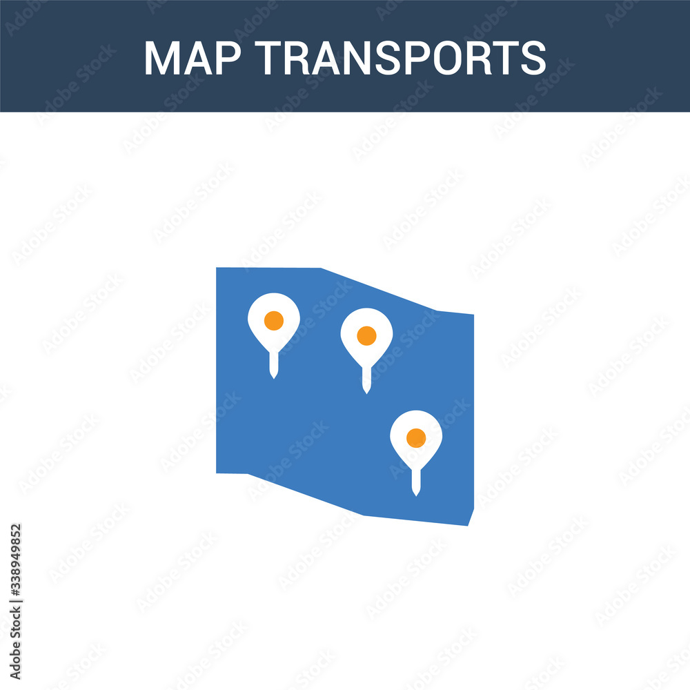 Poster two colored map transports concept vector icon. 2 color map transports vector illustration. isolated