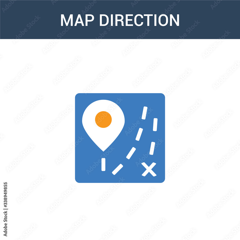 Poster two colored map direction concept vector icon. 2 color map direction vector illustration. isolated b