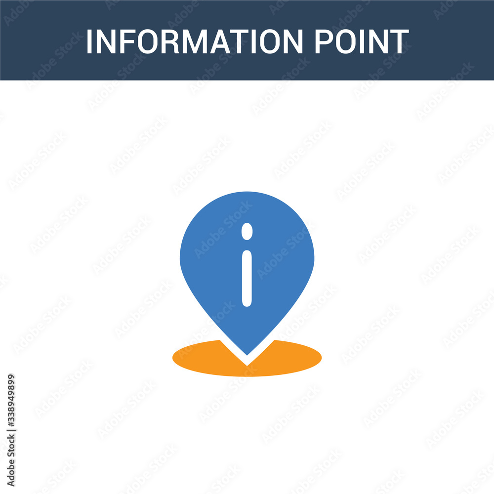Poster two colored information point pin concept vector icon. 2 color information point pin vector illustra