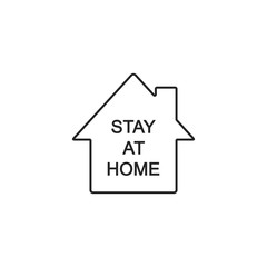Stay at Home Vector line Icon. Simple Vector Sign with House Isolated on a White